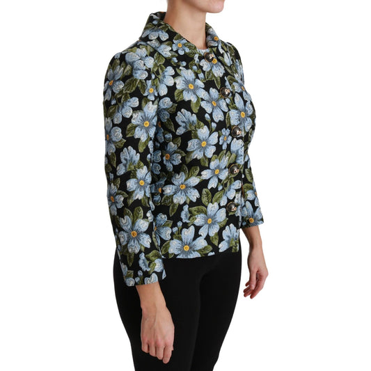 Dolce & Gabbana Elegant Floral Brocade Blazer Coat Jacket Dolce & Gabbana Dark Slate Gray