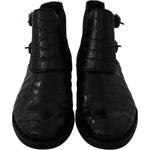 Dolce & Gabbana Black Crocodile Leather Derby Boots Shoes MV2672-39