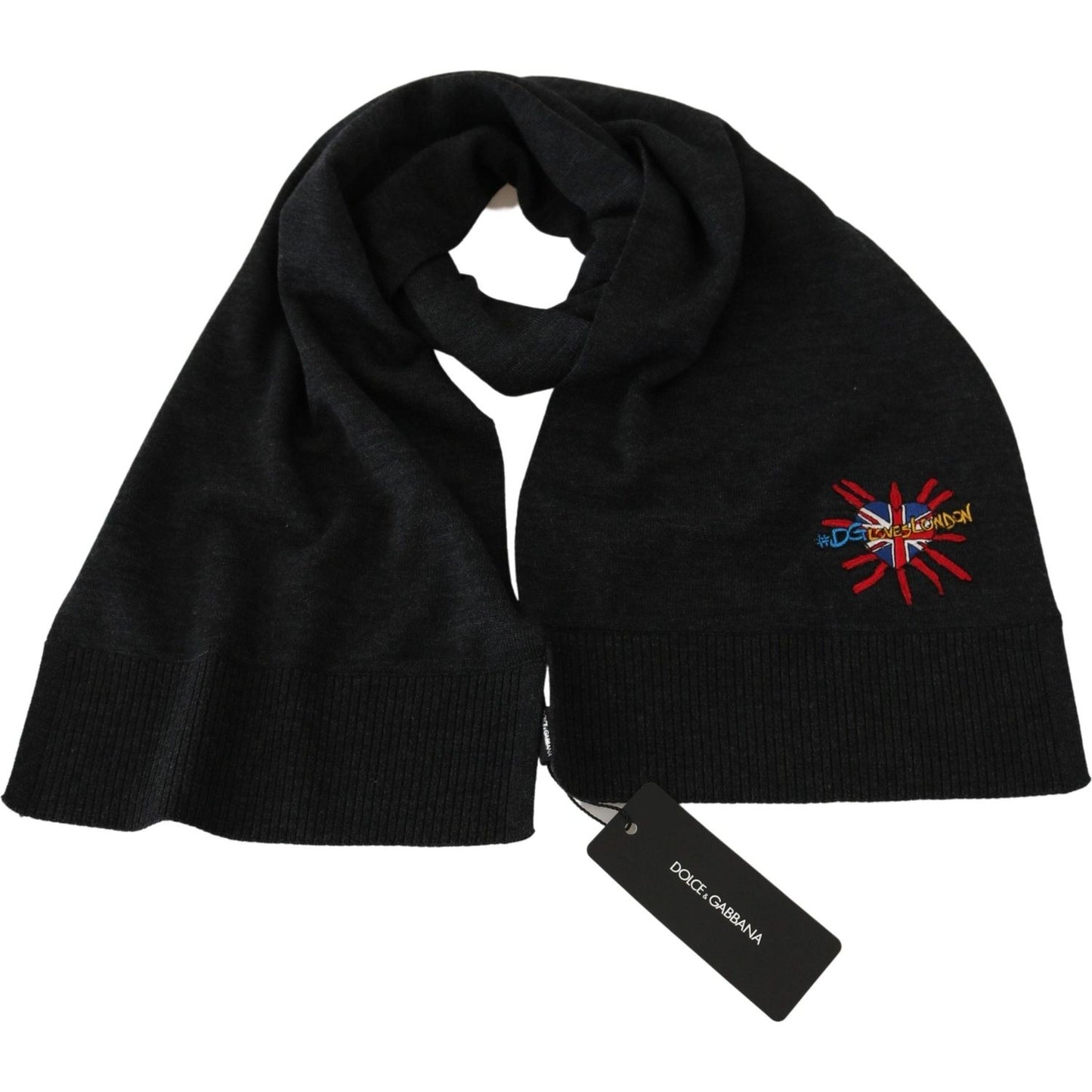 Dolce & Gabbana Gray #DGLovesLondon Wrap Shawl Wool Scarf