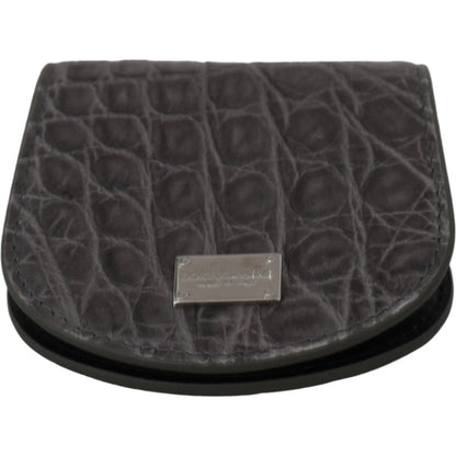 Dolce & Gabbana Gray Exotic Skin Condom Case Holder Pocket Wallet