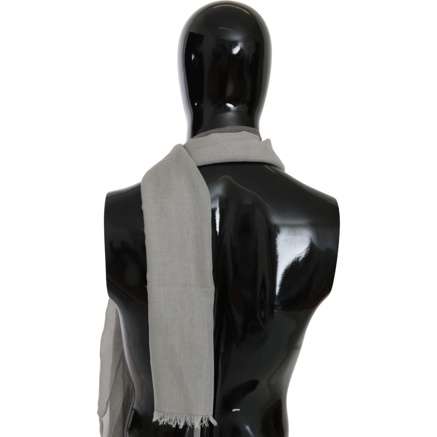 Costume National Gray Fringe Neck Wrap Cotton Scarf