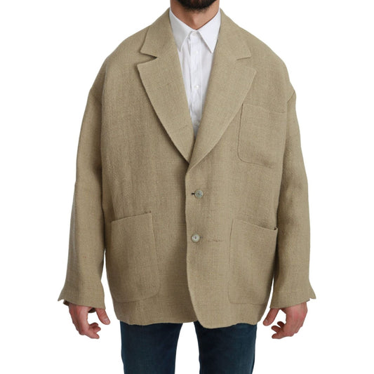 Dolce & Gabbana Beige Jacket Coat 100% Jute Blazer Coat