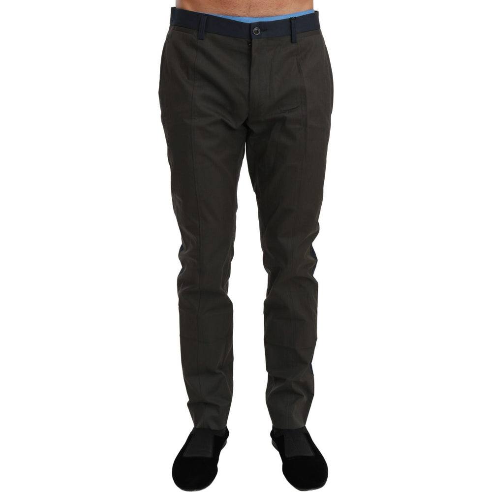 Dolce & Gabbana Blue Gray Stripes Trouser Cotton Pants PAN70980-44