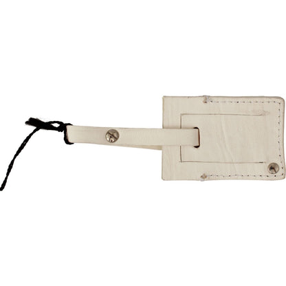 GF Ferre Beige Luggage Tag Branded Leather Patterned Keychain
