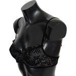 Ermanno Scervino Black Mesh Balconcino Bra Nylon Underwear BIK791-iT2