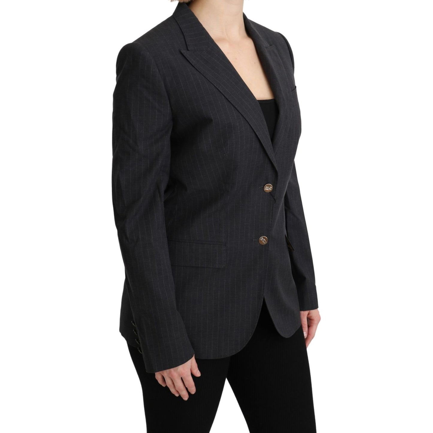 Dolce & Gabbana Gray Single Breasted Blazer Cotton Jacket