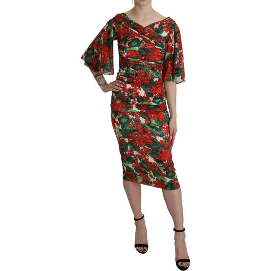 Dolce & Gabbana Enchanting Floral Midi Sheath Dress Dolce & Gabbana Sienna