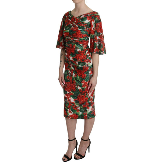 Dolce & Gabbana Enchanting Floral Midi Sheath Dress Dolce & Gabbana Sienna