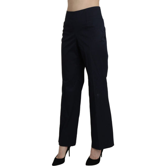 BENCIVENGA Navy Blue High Waist Straight Cotton Pants BENCIVENGA Black