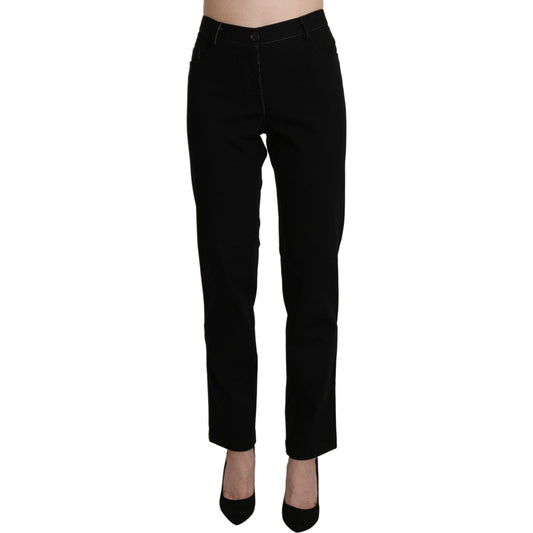 BENCIVENGA Elegant High Waist Straight Black Trousers Jeans & Pants BENCIVENGA Black