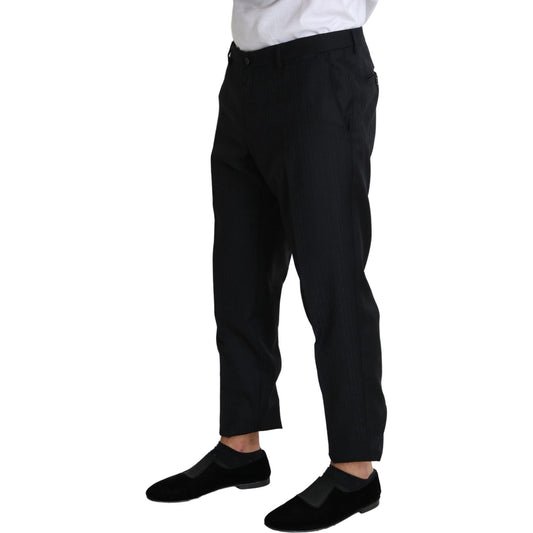 Dolce & Gabbana Elegant Black Virgin Wool Cropped Pants Jeans & Pants Dolce & Gabbana Black