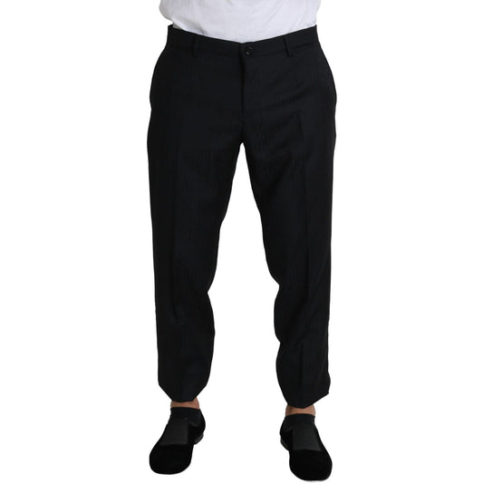Dolce & Gabbana Elegant Black Virgin Wool Cropped Pants Jeans & Pants Dolce & Gabbana Black