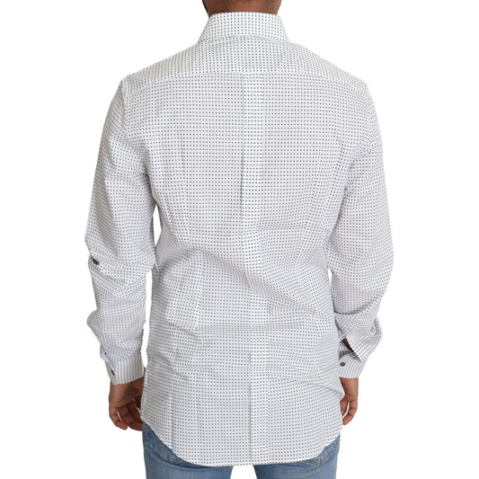 Dolce & Gabbana Elegant Slim Fit Polka Dot Dress Shirt Dolce & Gabbana Light Gray