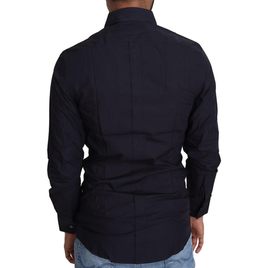 Dolce & Gabbana Navy Blue Slim Fit Gold Series Dress Shirt Dolce & Gabbana Black