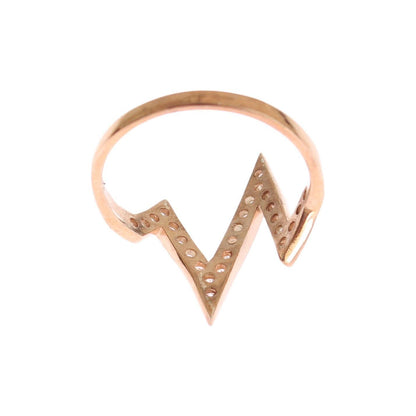 Nialaya Pink Gold 925 Silver Womens Clear Ring