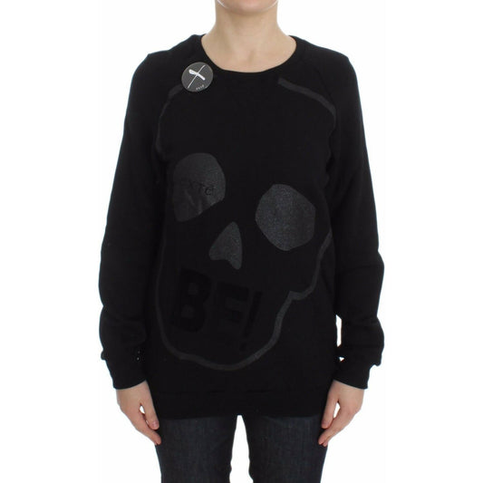 Exte Black Cotton Motive Print Crewneck Pullover Sweater 1728,67345645728,Black,Clothing,Exte,IT40|S,Material: 100% Cotton,New with tags,Sweaters - Clothing,Sweaters - Women - Clothing,Sweatshirts - Sweaters - Clothing,Women,Women - Clothing