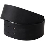 GF Ferre Black Genuine Leather Wide Logo Waist Belt BEL8053-60