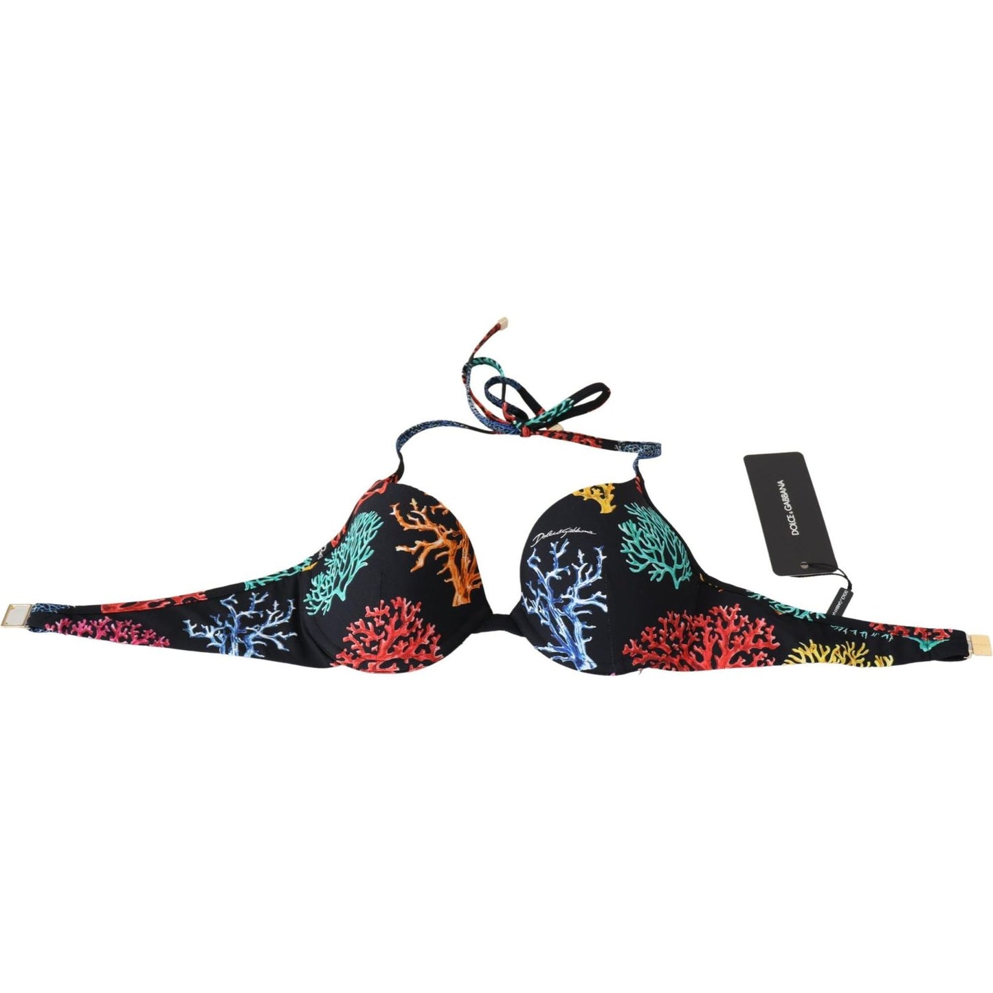 Dolce & Gabbana Black Corals Print Women Beachwear Bikini Tops BIK1228-IT1