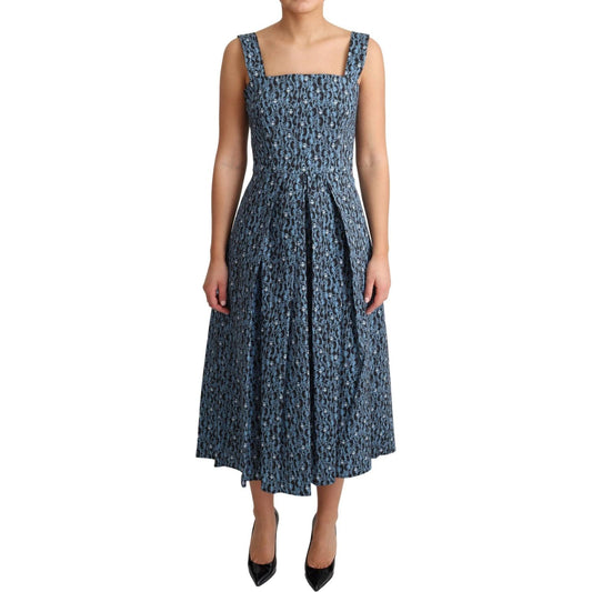 Dolce & Gabbana Blue Heart Cotton A-Line Stretch Dress