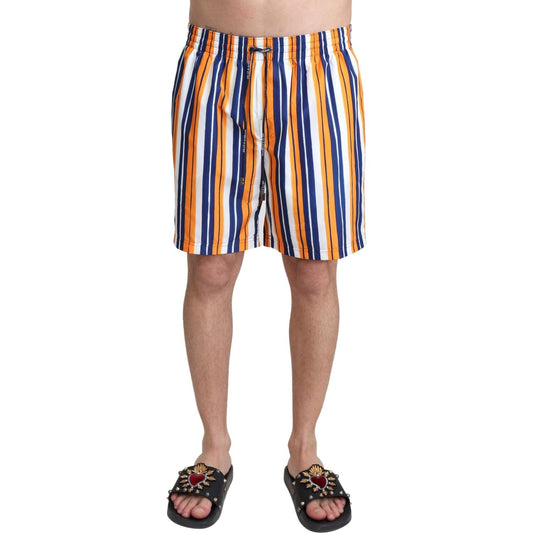 Dolce & Gabbana Multicolor Striped Swim Shorts Trunks Dolce & Gabbana Rosy Brown