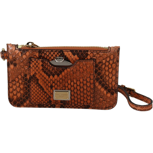 Dolce & Gabbana Brown Leather Coin Purse Wristlet Mirror AGNESE Wallet