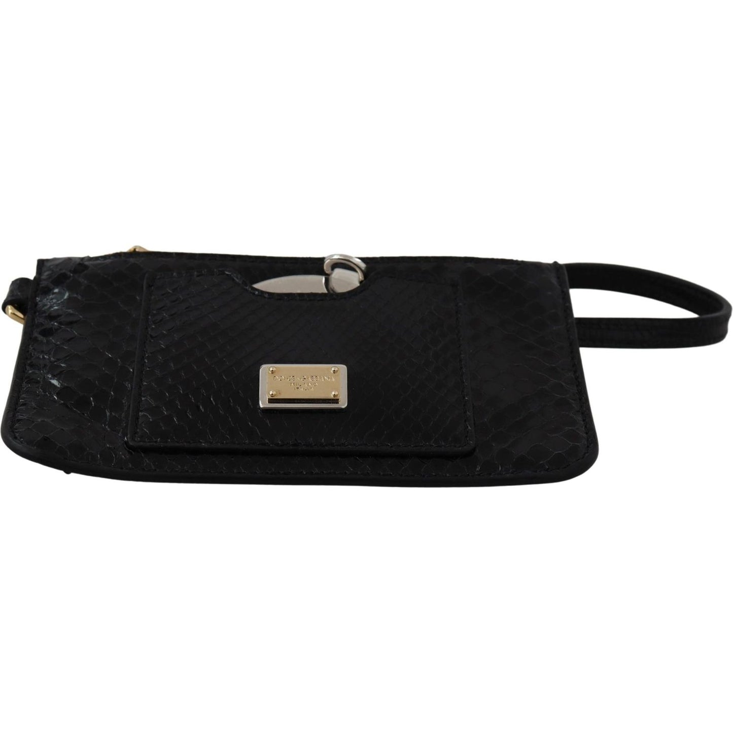 Dolce & Gabbana Black Leather Coin Purse Wristlet Mirror Agnese Wallet