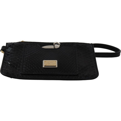 Dolce & Gabbana Black Leather Coin Purse Wristlet Mirror Agnese Wallet