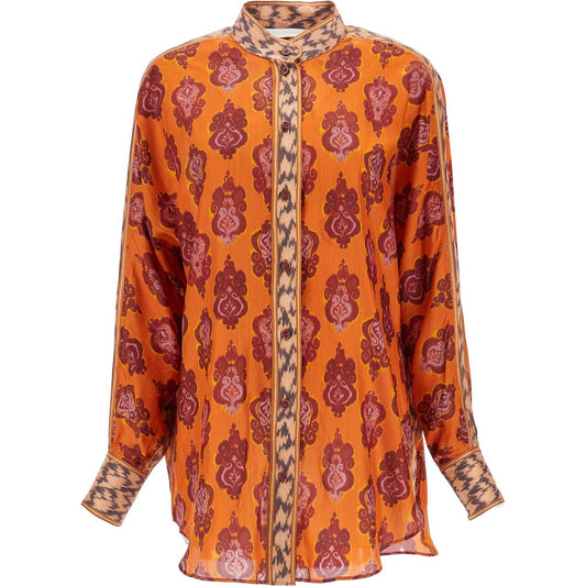 Zimmermann orange silk shirt ikat long sleeve loose fit Topwear Zimmermann Chocolate