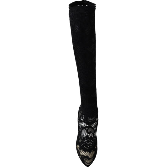 Dolce & Gabbana Elegant Black Stretch Sock Pumps Dolce & Gabbana Black