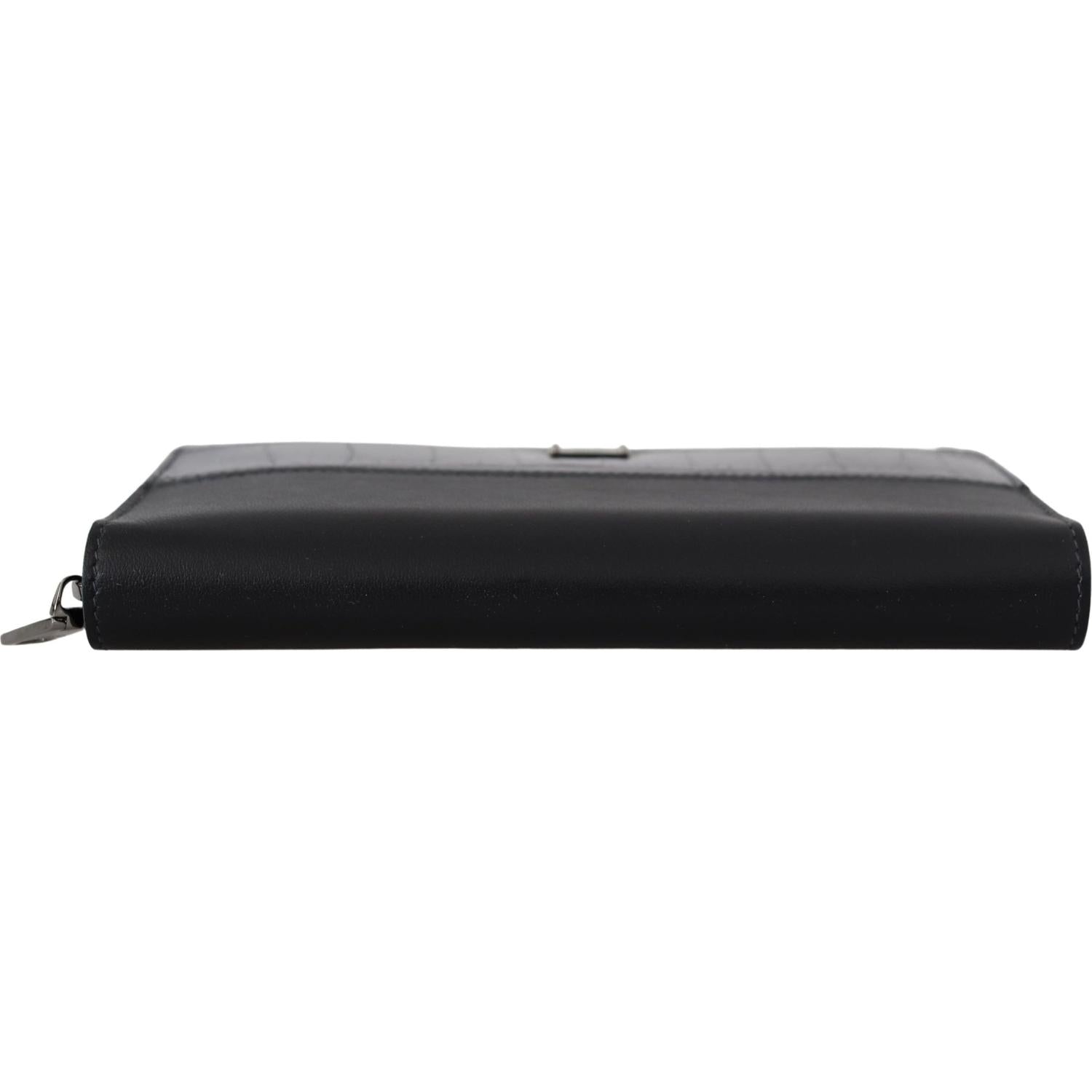 Dolce & Gabbana Black Zip Around Continental Clutch Leather Wallet