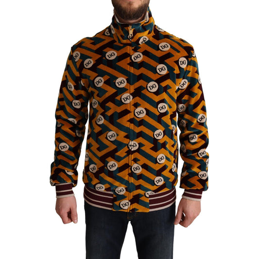 Dolce & Gabbana Elegant Multicolor Zip Sweater Dolce & Gabbana Dark Khaki