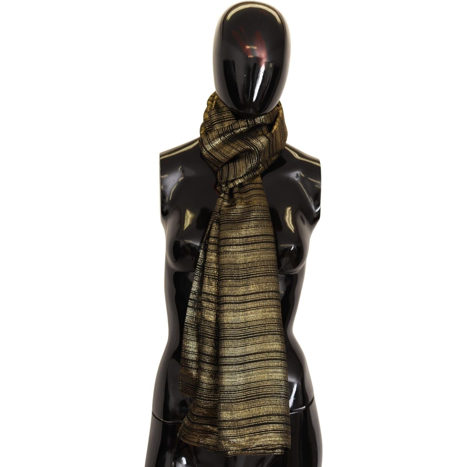 Dolce & Gabbana Metallic Gold Silk Stretch Shawl Wrap Scarf