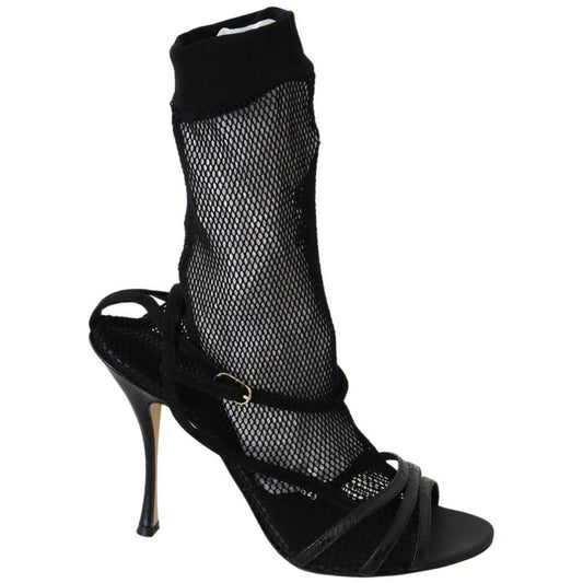 Dolce & Gabbana Black Suede Short Boots Sandals Shoes