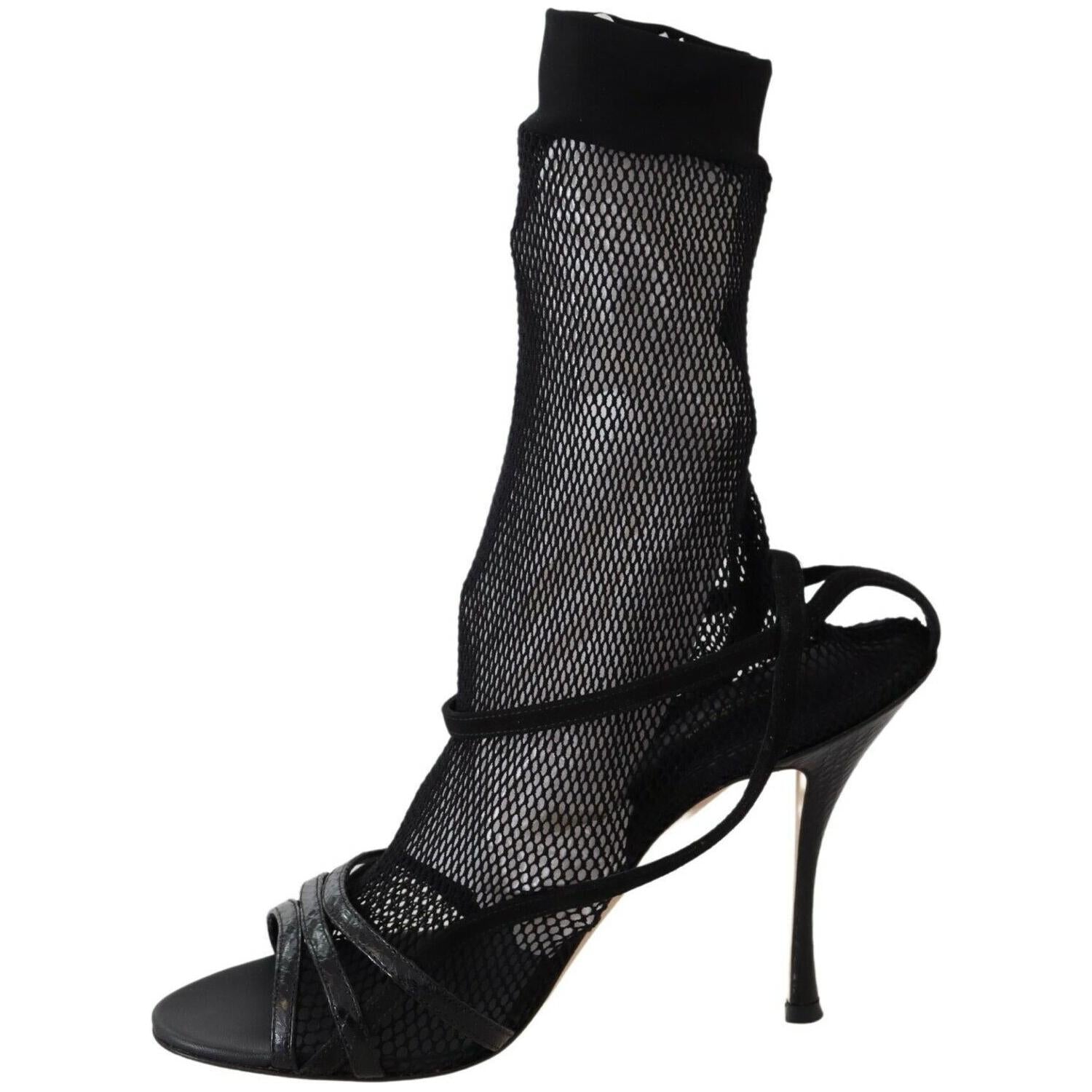 Dolce & Gabbana Black Suede Short Boots Sandals Shoes