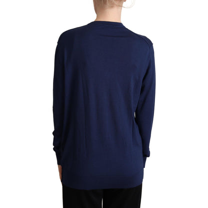 Dolce & Gabbana Blue Virgin Wool Button Down Cardigan Sweater