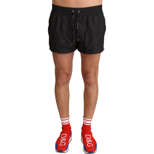 Dolce & Gabbana Elegant Black KING Motive Swim Trunks Dolce & Gabbana Black