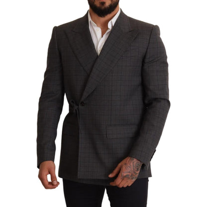 Dolce & Gabbana Gray Check Wool Slim Fit Blazer Jacket