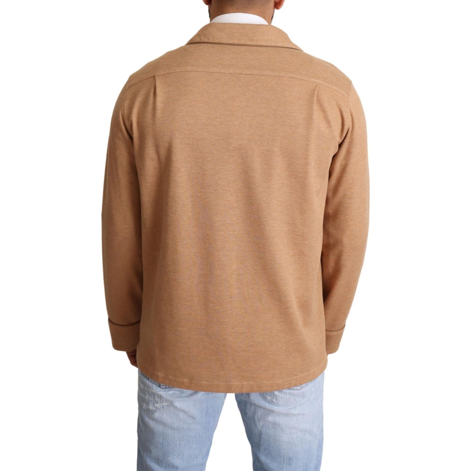 Dolce & Gabbana Brown Cotton Button Collared Coat Jacket