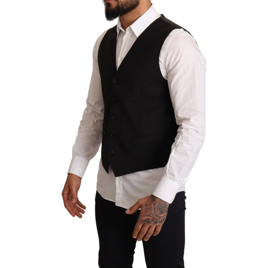 Dolce & Gabbana Elegant Black Formal Dress Vest Vest Jacket Dolce & Gabbana Black