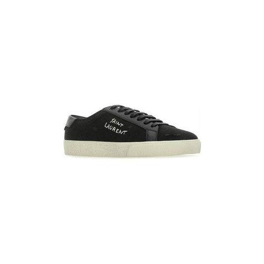 Saint Laurent Sleek Black Canvas & Leather Low-Top Sneakers Saint Laurent Dark Slate Gray