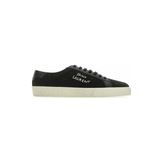 Saint Laurent Sleek Black Canvas & Leather Low-Top Sneakers Saint Laurent Dark Slate Gray