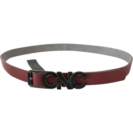Costume National Elegant Maroon Leather Fashion Belt WOMAN BELTS Costume National Dim Gray