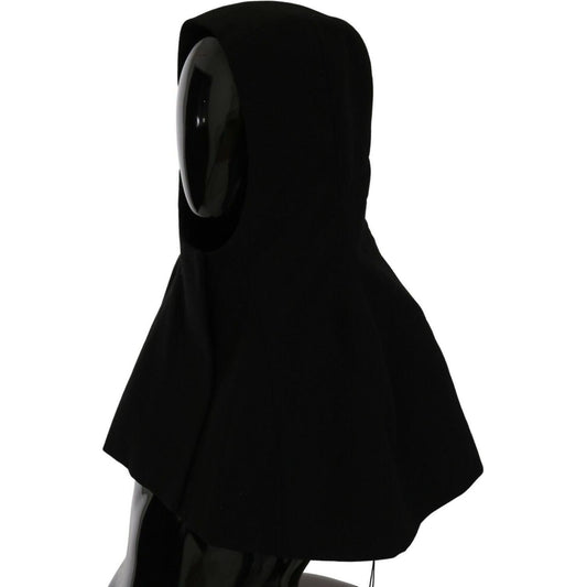 Dolce & Gabbana Elegant Black Hooded Scarf Wrap Hood Scarf Dolce & Gabbana Black