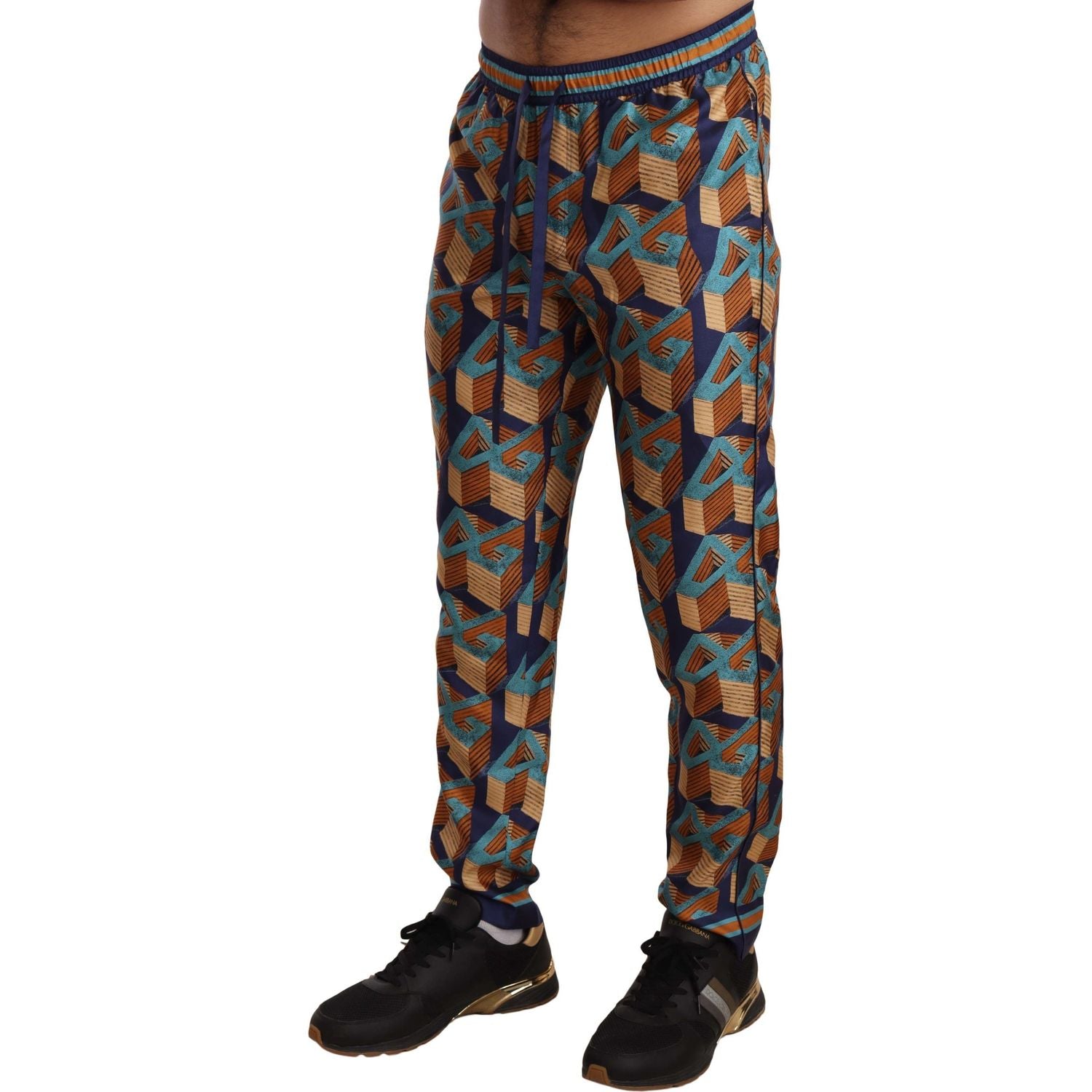 Dolce & Gabbana Multicolor Patterned Joggers Silk Pants