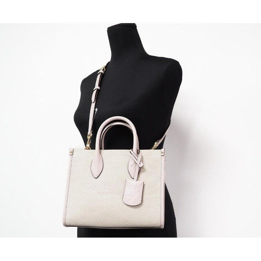 Michael Kors Mirella Small Powder Blush Canvas Shopper Crossbody Handbag Purse Michael Kors Black