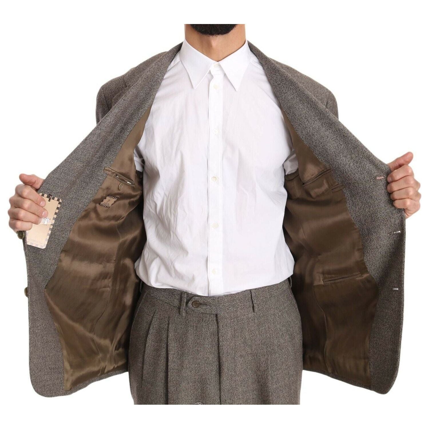 Fendi Brown Wool Regular Single  Breasted Suit