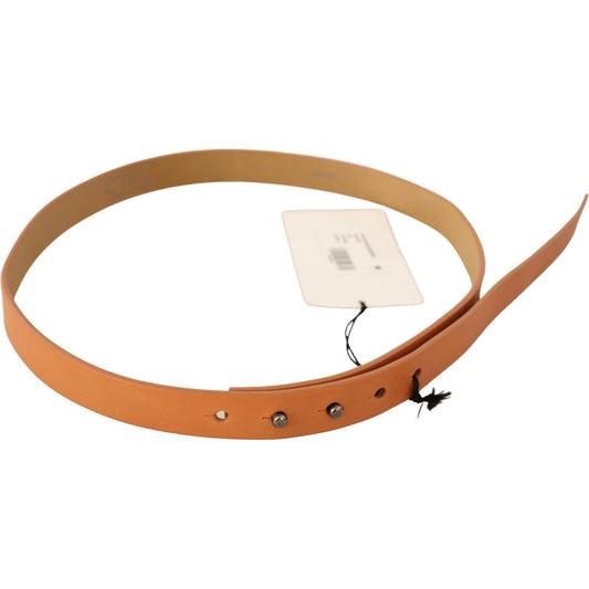 Costume National Orange Leather Silver Fastening Belt
