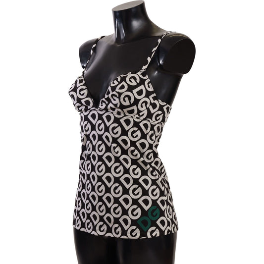 Dolce & Gabbana Chic Logo Print Camisole Tank Top WOMAN SWIMWEAR Dolce & Gabbana Black