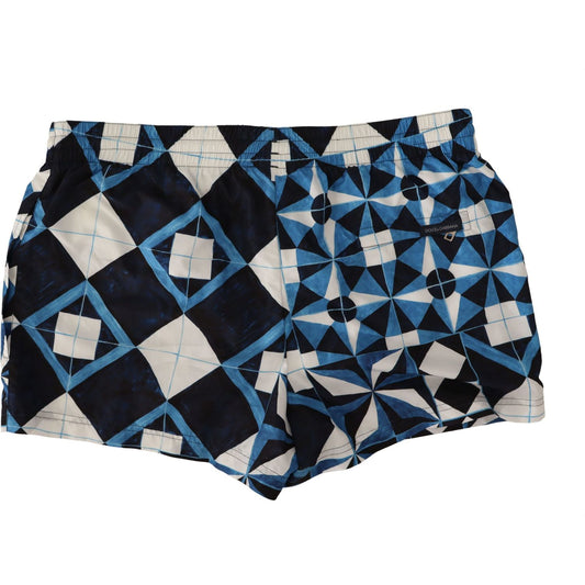 Dolce & Gabbana Majestic Majolica Print Swim Trunks Dolce & Gabbana Gray