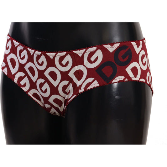 Dolce & Gabbana Chic Maroon White Logo Swim Bottoms WOMAN SWIMWEAR Dolce & Gabbana Dark Gray